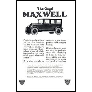 1924 Maxwell Motor Company Antique Car Sedan Vintage Print Ad Man Cave Wall Art